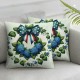 Ulloord  Home Sweet Home American Stars Eucalyptus Lamb Ear Wreath Throw Pillow Covers,  Patriotic Independence Cushion Case for Sofa Couch