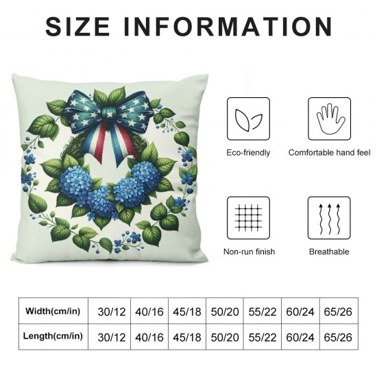 Ulloord  Home Sweet Home American Stars Eucalyptus Lamb Ear Wreath Throw Pillow Covers,  Patriotic Independence Cushion Case for Sofa Couch