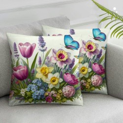 Ulloord Spring Pillow Covers Flower Decorative Throw Pillows Outdoor Butterfly Cushion Case for Sofa Home Decor