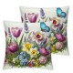 Ulloord Spring Pillow Covers Flower Decorative Throw Pillows Outdoor Butterfly Cushion Case for Sofa Home Decor