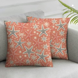 Ulloord  Beach Coral Starfish Pillow Covers  Summer Nautical Coastal Ocean Decorative Pillow Cases Linen Throw Pillows Seasonal Home Decor for Sofa Couch Cushion Outdoor