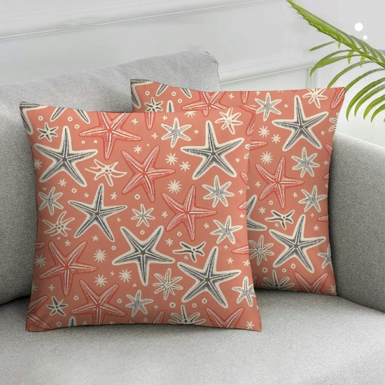 Ulloord  Beach Coral Starfish Pillow Covers  Summer Nautical Coastal Ocean Decorative Pillow Cases Linen Throw Pillows Seasonal Home Decor for Sofa Couch Cushion Outdoor