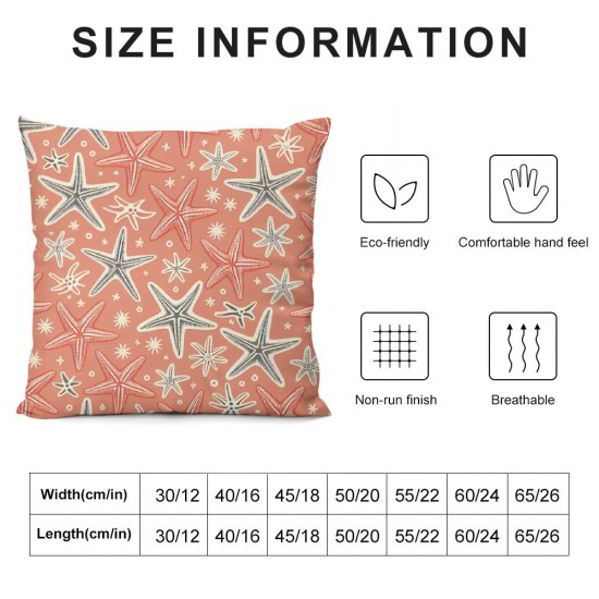 Ulloord  Beach Coral Starfish Pillow Covers  Summer Nautical Coastal Ocean Decorative Pillow Cases Linen Throw Pillows Seasonal Home Decor for Sofa Couch Cushion Outdoor