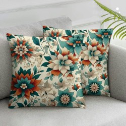 Ulloord Blue Orange Red Pillow Covers Spring Modern Floral Decorative Throw Pillow Covers Outdoor Cushion Case for Sofa