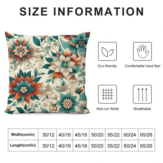 Ulloord Blue Orange Red Pillow Covers Spring Modern Floral Decorative Throw Pillow Covers Outdoor Cushion Case for Sofa