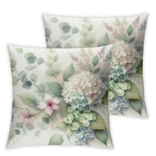 Ulloord Spring Sage Green Leaves Pillow Covers ,Watercolor Pink Red Eucalyptus Floral Throw Pillows Case,Flower Print Decorative Cushion Covers Outdoor Leaf Decor for Home Sofa Bed