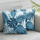 Ulloord Tropical Pillow Covers  Navy Blue Aqua Teal Cyan Palm Leaves Plant Throw Pillows for Couch Summer Leaf Pillowcase Outdoor Decorative Cushion Case for Sofa Bed Decorations