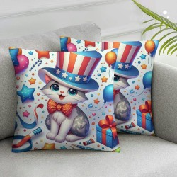 Ulloord Pillow Covers American Flag Cats Throw Pillowcase Cushion Case Pillowcase Decorations for Sofa Couch