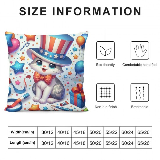 Ulloord Pillow Covers American Flag Cats Throw Pillowcase Cushion Case Pillowcase Decorations for Sofa Couch