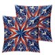 Ulloord Throw Pillow Covers , Red Blue White Stars Decorative Pillow Cases Outdoor Linen Cushion Cover for Home Sofa Couch Bed