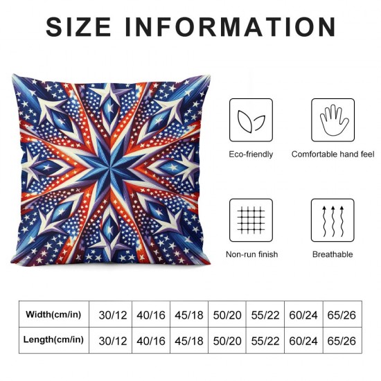 Ulloord Throw Pillow Covers , Red Blue White Stars Decorative Pillow Cases Outdoor Linen Cushion Cover for Home Sofa Couch Bed