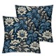 Ulloord Blue Flowers Leaf Bird Retro Rustic Farmhouse Throw Pillow Covers Leaves Linen Floral Cushion Case Sofa Throw Pillows Cover Living Room Bed Indoors Home Decor Gift