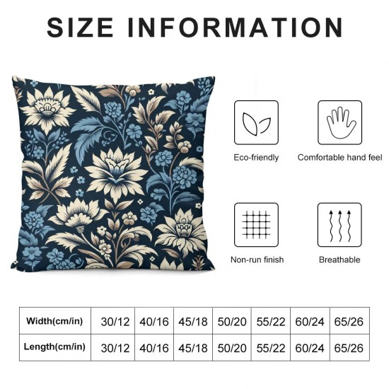 Ulloord Blue Flowers Leaf Bird Retro Rustic Farmhouse Throw Pillow Covers Leaves Linen Floral Cushion Case Sofa Throw Pillows Cover Living Room Bed Indoors Home Decor Gift