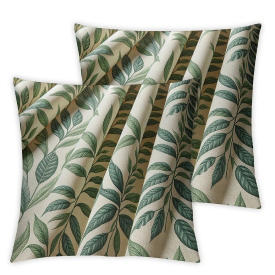 Ulloord  Farmhouse Throw Pillow Covers, Country Rustic Green Leaves Pattern Printed Home Decorations, Cushion Cases for Bed Couch Sofa Car,