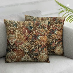 Ulloord Pillow Covers Floral Decorative Throw Pillow Outdoor Linen Square Colorful Carpet Ethnic Pattern Cushion Cover Decor for Home Couch Sofa