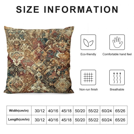 Ulloord Pillow Covers Floral Decorative Throw Pillow Outdoor Linen Square Colorful Carpet Ethnic Pattern Cushion Cover Decor for Home Couch Sofa