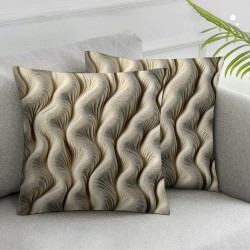 Ulloord   Double-Sided Faux Fur Plush Decorative Throw Pillow Covers  Soft Fluffy Striped Couch Pillow Cases, Beige