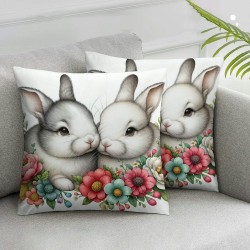 Ulloord   Easter Spring Pillow Covers Decoration, Buffalo Plaid Farmhouse Rabbit Bunny Flower Easter Throw Pillows Cushion Case Couch Decor for Spring Home Outdoor Decor