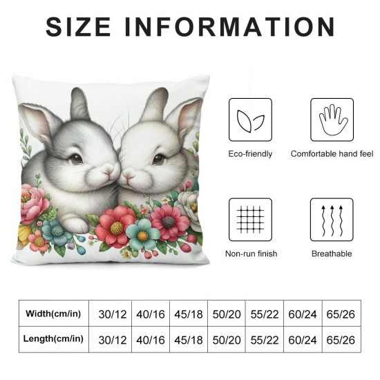 Ulloord   Easter Spring Pillow Covers Decoration, Buffalo Plaid Farmhouse Rabbit Bunny Flower Easter Throw Pillows Cushion Case Couch Decor for Spring Home Outdoor Decor