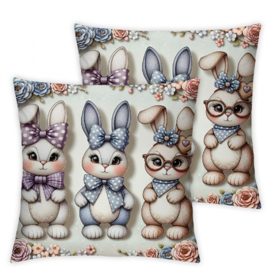 Ulloord Pillow Covers Eggs Floral Rabbit Pillows Decorative Throw Pillows Cushion Case Decor for Couch Sofa