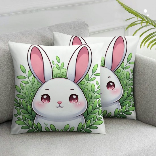 Ulloord Pillow Covers - Rabbit Design with Leaves and - Ideal Cushion Case Decoration for Sofa Couch