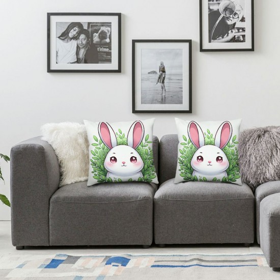 Ulloord Pillow Covers - Rabbit Design with Leaves and - Ideal Cushion Case Decoration for Sofa Couch