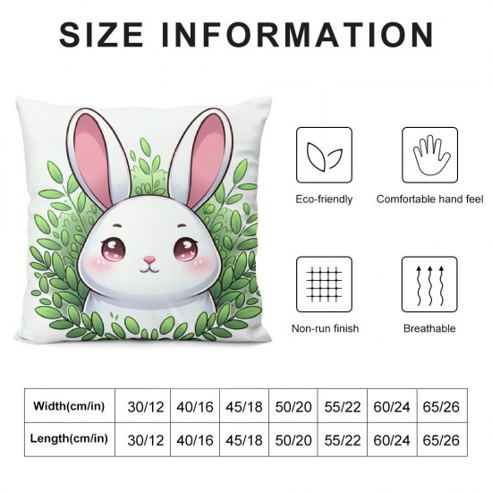 Ulloord Pillow Covers - Rabbit Design with Leaves and - Ideal Cushion Case Decoration for Sofa Couch