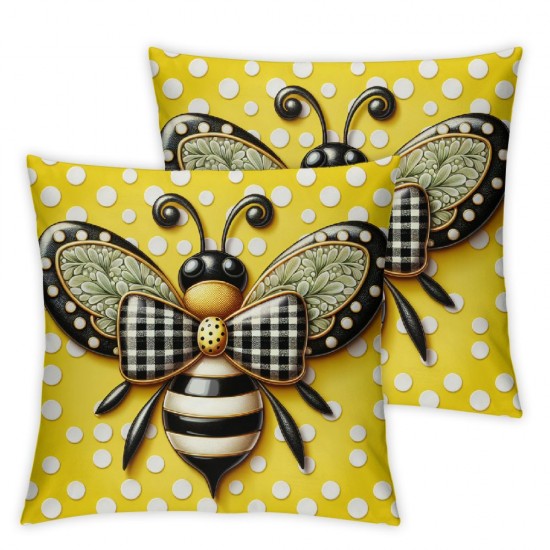 Ulloord Summer Pillow Cover Bee Decor Farmhouse Seasonal Pillow Case Decorations for Home Sofa Couch