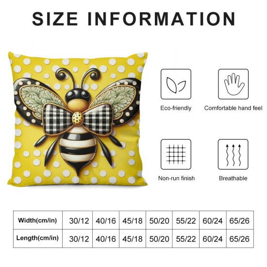 Ulloord Summer Pillow Cover Bee Decor Farmhouse Seasonal Pillow Case Decorations for Home Sofa Couch