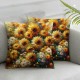 Ulloord Summer Throw Pillow Covers Dercoration,Sunflower Linen Pillows Cases,Square Couch Sofa Cushion Covers for Living Bed Room Home Decor