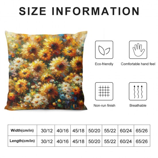 Ulloord Summer Throw Pillow Covers Dercoration,Sunflower Linen Pillows Cases,Square Couch Sofa Cushion Covers for Living Bed Room Home Decor