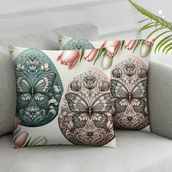 Ulloord Pillow Covers , Rabbit Eggs Velboa Cushion Covers Spring Home Decorations for Sofa Pillowcase