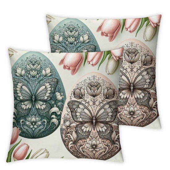 Ulloord Pillow Covers , Rabbit Eggs Velboa Cushion Covers Spring Home Decorations for Sofa Pillowcase