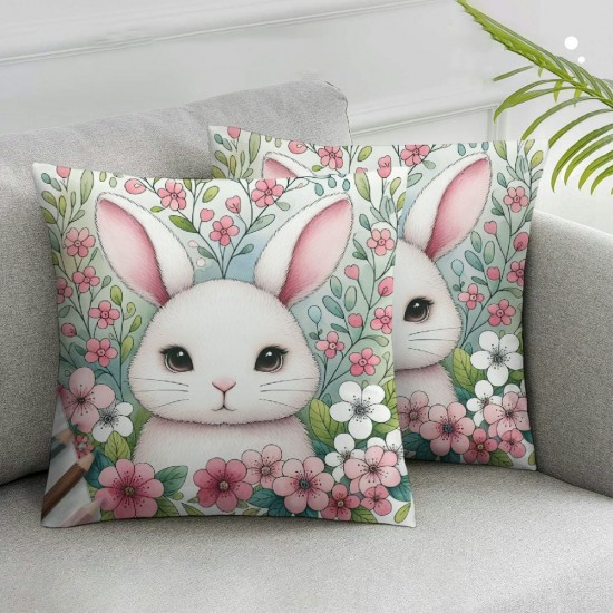 Ulloord Rabbit Pink Throw Pillow Cover, Cushion Case Decoration for Sofa Couch