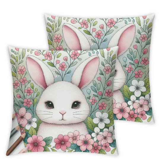 Ulloord Rabbit Pink Throw Pillow Cover, Cushion Case Decoration for Sofa Couch