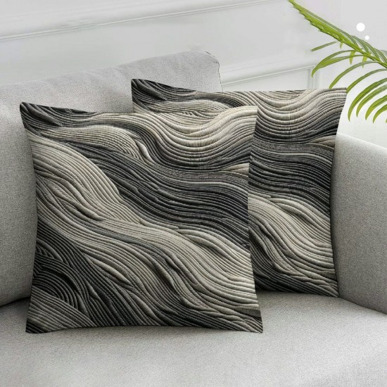 Ulloord Striped Candlewick Throw Pillow Covers for Couch and Bed , Slate Gray