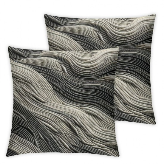 Ulloord Striped Candlewick Throw Pillow Covers for Couch and Bed , Slate Gray