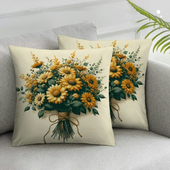 Ulloord Summer Pillow Cover Eucalyptus Flowers Decor Vase Bee Farmhouse Pillow Case Decorations for Home Sofa Couch