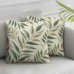 Ulloord  Farmhouse Throw Pillow Covers, Country Rustic Green Leaves Pattern Printed Home Decorations,  Cushion Cases for Bed Couch Sofa Car,