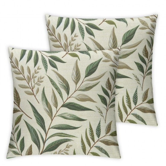 Ulloord  Farmhouse Throw Pillow Covers, Country Rustic Green Leaves Pattern Printed Home Decorations,  Cushion Cases for Bed Couch Sofa Car,