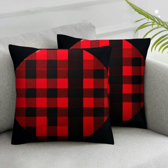 Ulloord  Farmhouse Pillow, Farmhouse Decor, Farmhouse Pillow Cover, Black and Red Plaid Pillow Cover, Buffalo Check Pillow Cover