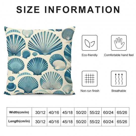 Ulloord Beach Shell with Throw Pillow Covers Decorative Square Pillow Case Cushion Cover for Couch/Bed/Car