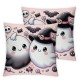 Ulloord Happy Halloween Cute Ghost Groovy Pink Throw Pillow Covers, Flowers Cushion Case for Sofa Couch