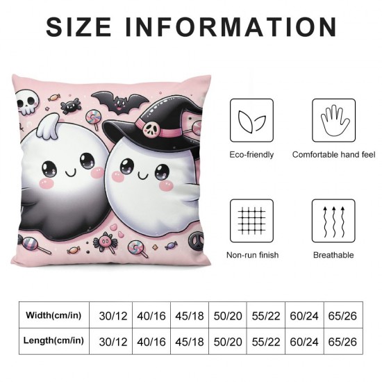 Ulloord Happy Halloween Cute Ghost Groovy Pink Throw Pillow Covers, Flowers Cushion Case for Sofa Couch