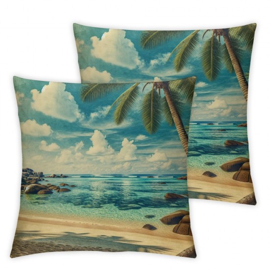 Ulloord  Throw Pillow Cover ANSE Lazio Beach at Praslin Island Linen Decorative Pillow Case Cushion Cover Home Sofa Decor Pillow Cover