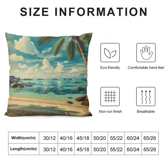 Ulloord  Throw Pillow Cover ANSE Lazio Beach at Praslin Island Linen Decorative Pillow Case Cushion Cover Home Sofa Decor Pillow Cover