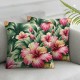 Ulloord  Hawaiian Flower Throw Pillow Cover Tropical Leaves and Flowers  Linen Decorative Pillow Case Cushion Cover Home Sofa Decor  Pillow Cover