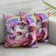 Ulloord  Space Unicorn Cat Decorations Pillow Cover Hipster Cat Wear Color Sunglasses Farmhouse Decor Throw Pillow Cases Cushion Cover  Home Decoration