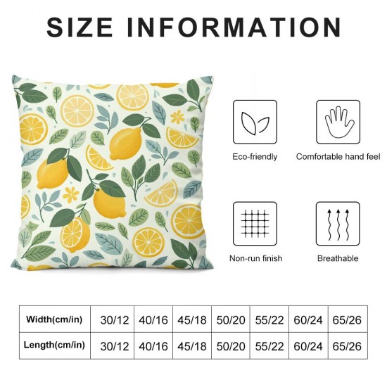 Ulloord Fruit Leaves Pillow Cover Linen Decorative Square Throw Pillow Cover Inch for Sofa Couch Decoration