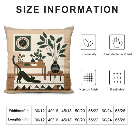 Ulloord Decorative Pillow Cover, Home Office Illustrated Farmhouse Throw Pillow Standard Size Designer Original